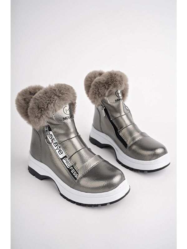 BUBBLE Kaymaz Taban İçi Kürklü Yandan Fermuarlı Çocuk Bot - Görsel 4