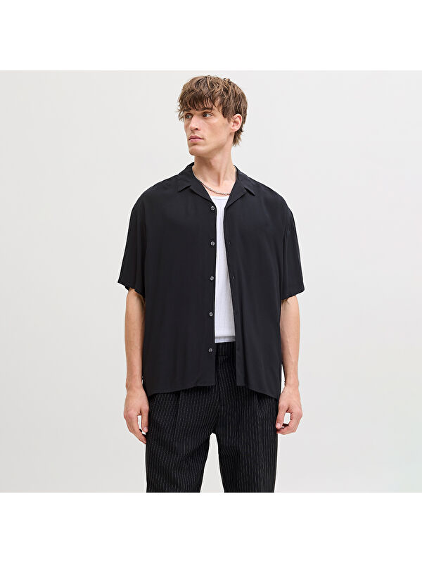 Jack & Jones Jeff Resort Solid Erkek Siyah Polo Yaka Gömlek
