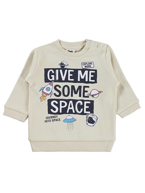 Civil Baby Give Me Yazı Baskılı 6-18 Ay Sweatshirt - Fil Dişi 18-24 Ay