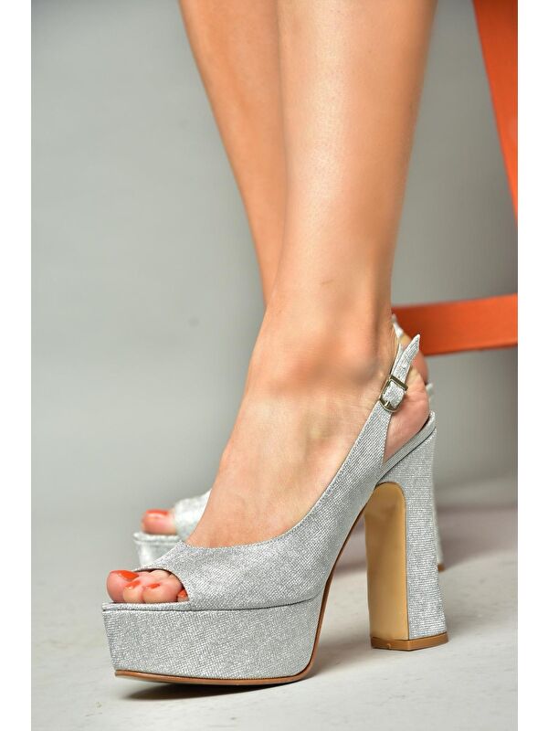 S2460599 Gümüş Kadın Topuklu Ayakkabı - Görsel 5