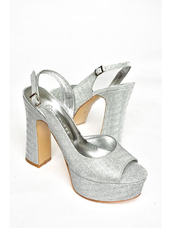 S2460599 Gümüş Kadın Topuklu Ayakkabı - Görsel 4