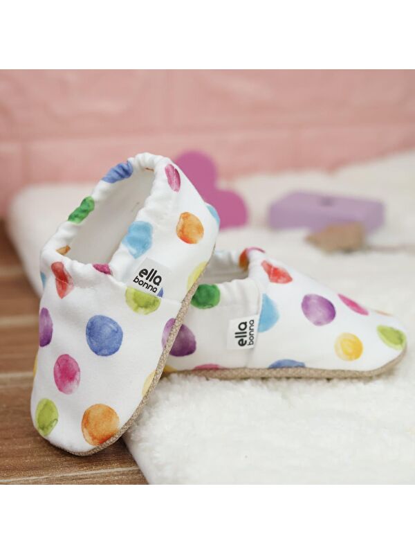 Desenli Bebek Patiği, Kaydırmaz Taban, Ev Kreş Ayakkabısı Panduf - Görsel 7