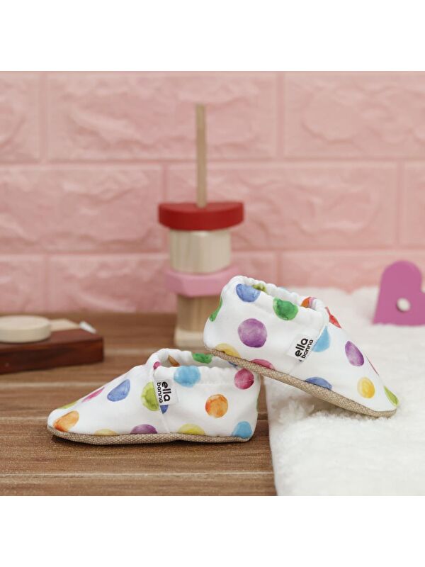 Desenli Bebek Patiği, Kaydırmaz Taban, Ev Kreş Ayakkabısı Panduf - Görsel 8