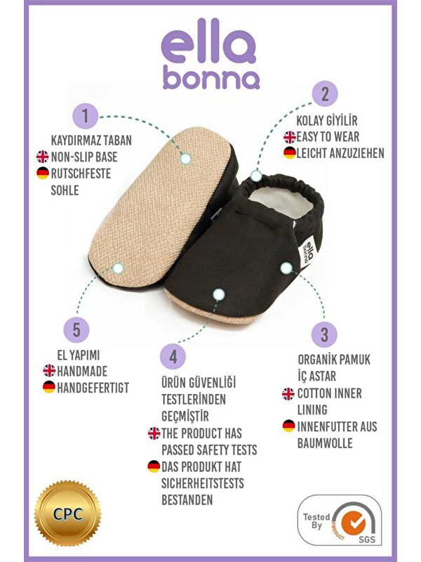 Desenli Bebek Patiği, Kaydırmaz Taban, Ev Kreş Ayakkabısı Panduf - Görsel 4