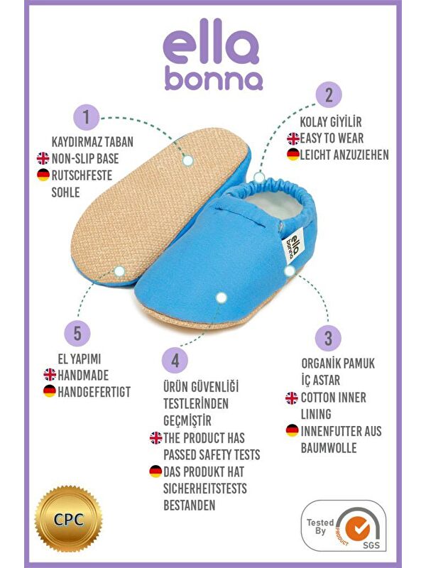 Desenli Bebek Patiği, Kaydırmaz Taban, Ev Kreş Ayakkabısı Panduf - Görsel 4