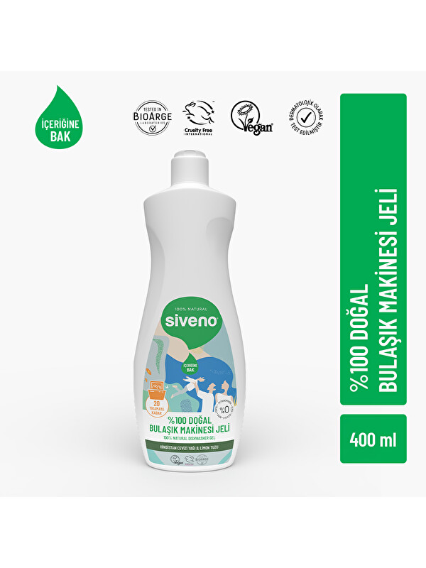 Siveno %100 Doğal Bulaşık Makinesi Jeli Kireç Önleyici & Temizleyici Limon Tuzu Noniyonik Yüzey