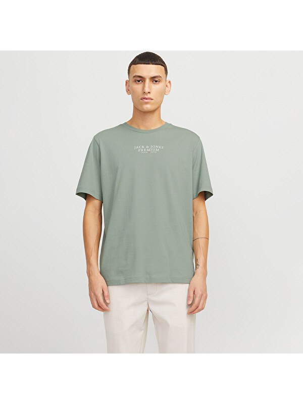 Jack & Jones Bluarchie Crew Neck Erkek Yeşil Yuvarlak Yaka Spor Tişört