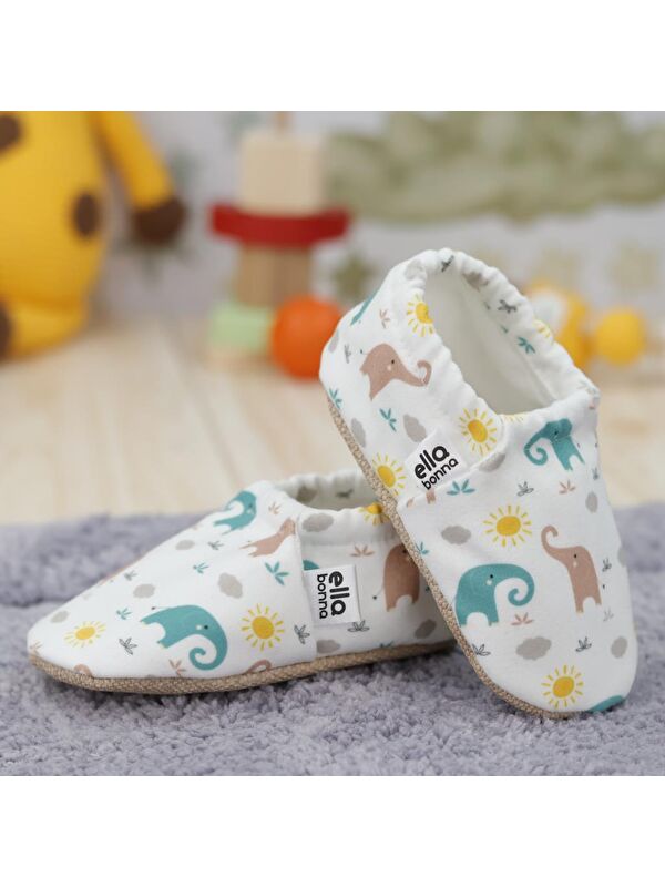 Desenli Bebek Patiği, Kaydırmaz Taban, Ev Kreş Ayakkabısı Panduf - Görsel 7