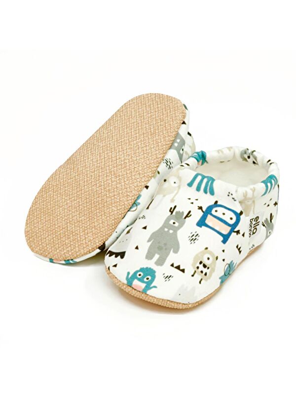 Desenli Bebek Patiği, Kaydırmaz Taban, Ev Kreş Ayakkabısı Panduf - Görsel 3