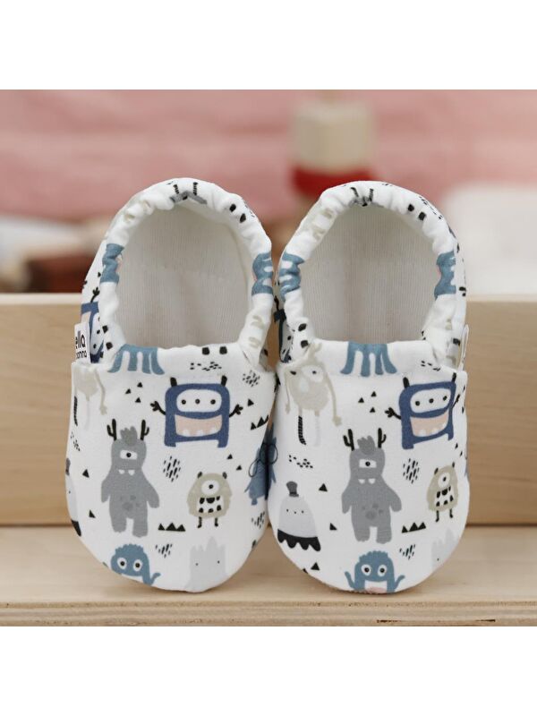 Desenli Bebek Patiği, Kaydırmaz Taban, Ev Kreş Ayakkabısı Panduf - Görsel 5