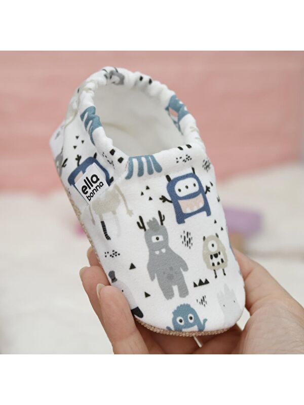 Desenli Bebek Patiği, Kaydırmaz Taban, Ev Kreş Ayakkabısı Panduf - Görsel 6