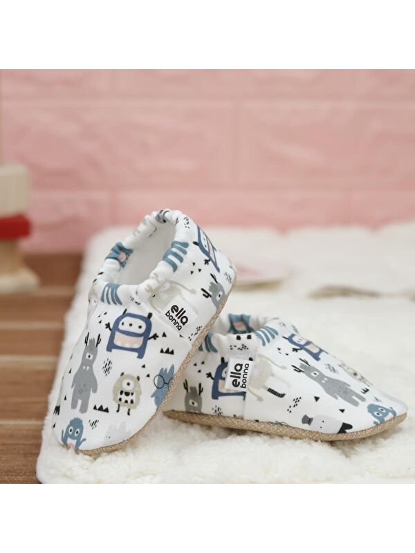 Desenli Bebek Patiği, Kaydırmaz Taban, Ev Kreş Ayakkabısı Panduf - Görsel 7