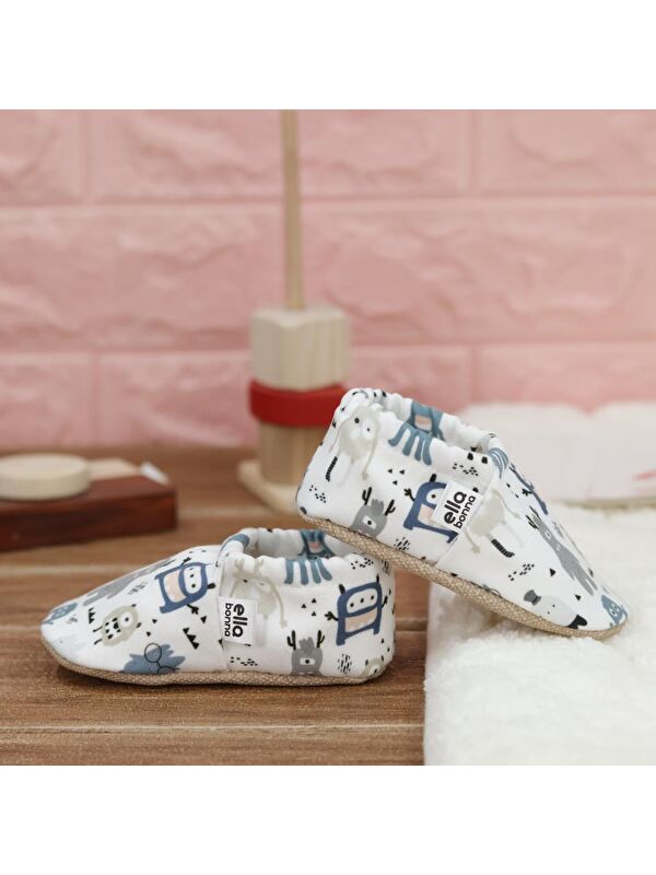 Desenli Bebek Patiği, Kaydırmaz Taban, Ev Kreş Ayakkabısı Panduf - Görsel 8