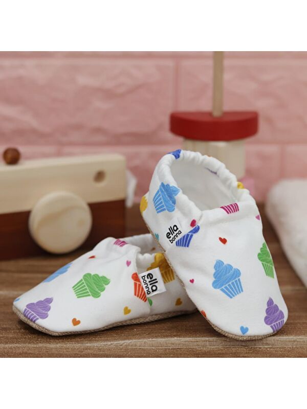 Desenli Bebek Patiği, Kaydırmaz Taban, Ev Kreş Ayakkabısı Panduf - Görsel 7
