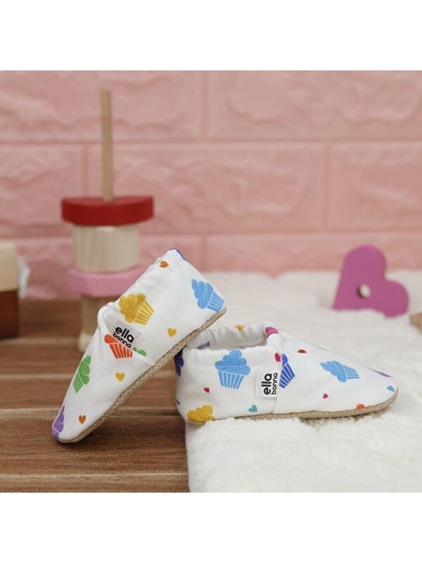 Desenli Bebek Patiği, Kaydırmaz Taban, Ev Kreş Ayakkabısı Panduf - Görsel 8