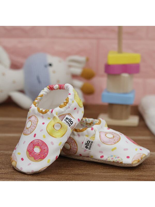 Desenli Bebek Patiği, Kaydırmaz Taban, Ev Kreş Ayakkabısı Panduf - Görsel 7