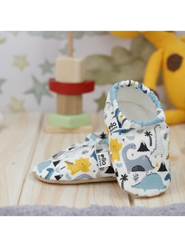 Desenli Bebek Patiği, Kaydırmaz Taban, Ev Kreş Ayakkabısı Panduf - Görsel 7