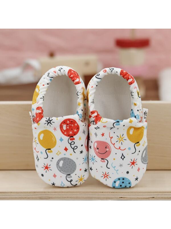 Desenli Bebek Patiği, Kaydırmaz Taban, Ev Kreş Ayakkabısı Panduf - Görsel 5