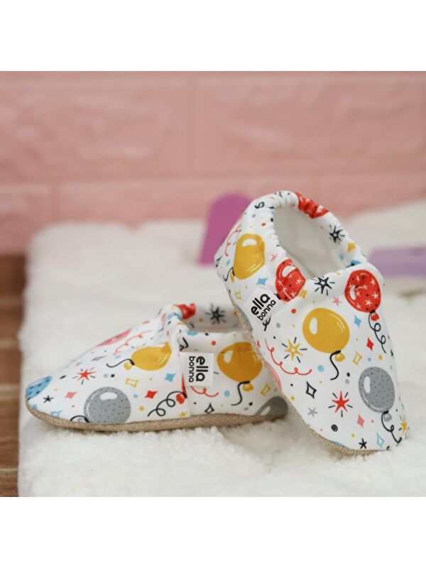 Desenli Bebek Patiği, Kaydırmaz Taban, Ev Kreş Ayakkabısı Panduf - Görsel 7