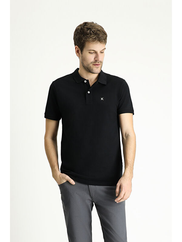Kiğılı Polo Yaka Slim Fit Dar Kesim Nakışlı Pamuk %100 Pamuk Tişört