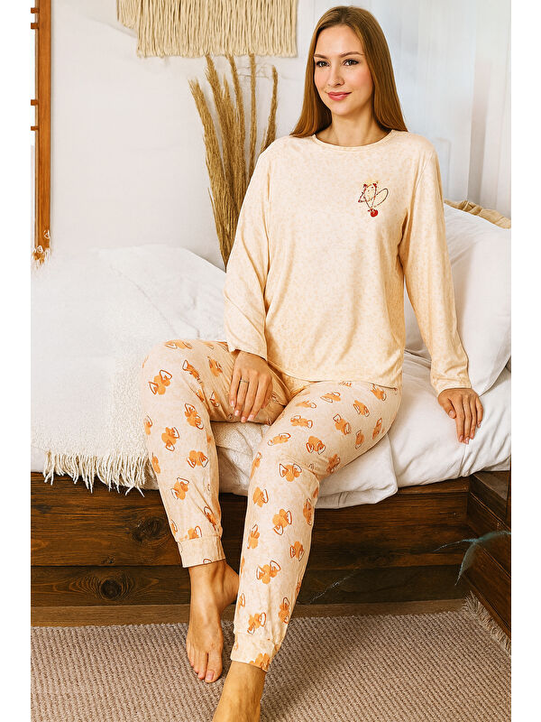 Remsa Kadın Kalp Desen Yumuşak Doku Marla Pijama Takımı 0488 Somon