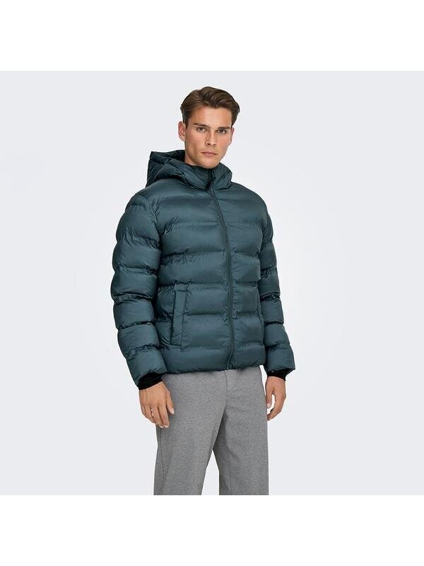 Only&Sons Union Seamless Life Puffer Erkek Yeşil Kapüşonlu Mont