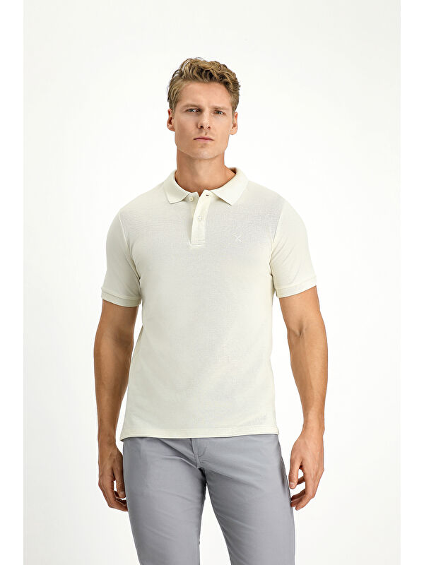 Kiğılı Polo Yaka Slim Fit Dar Kesim Nakışlı Pamuk %100 Pamuk Tişört