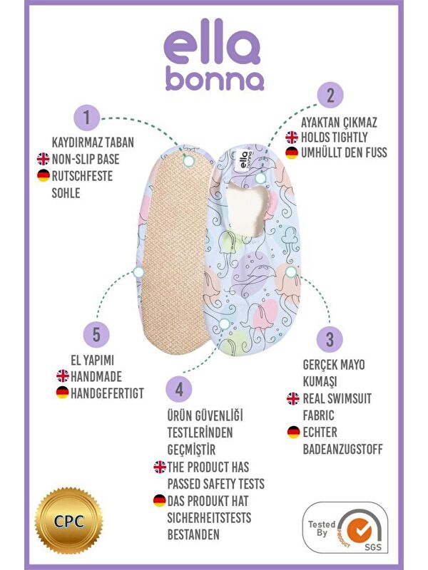 Bebek Çocuk Deniz Ayakkabısı, Kaydırmaz Taban, Unisex Havuz Patiği - Görsel 4