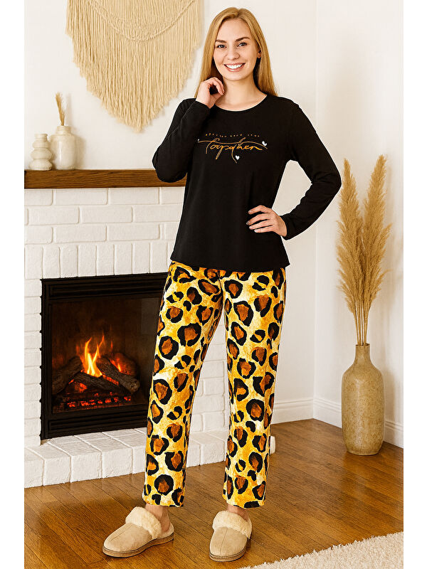 Remsa Kadın Leopar Desen Saphire Pijama Takımı 0466 Siyah03