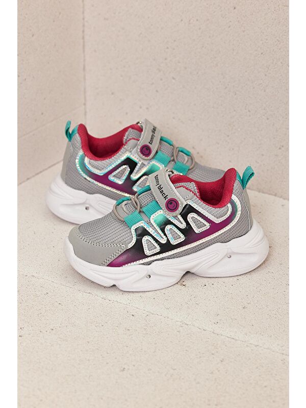 Çocuk Unisex Buz Fuşya Rahat Kalıp Işıklı Cırtlı Ayakkabı - Görsel 4