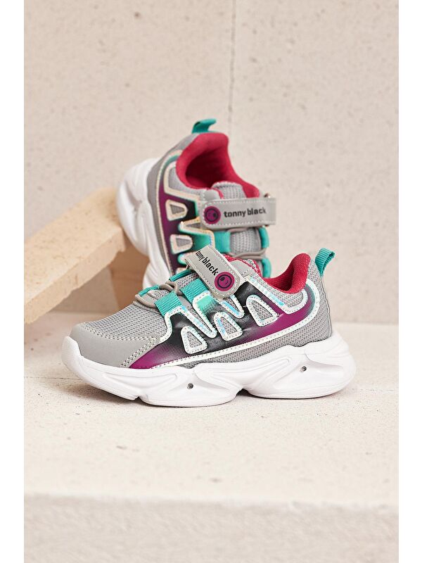 Çocuk Unisex Buz Fuşya Rahat Kalıp Işıklı Cırtlı Ayakkabı - Görsel 5