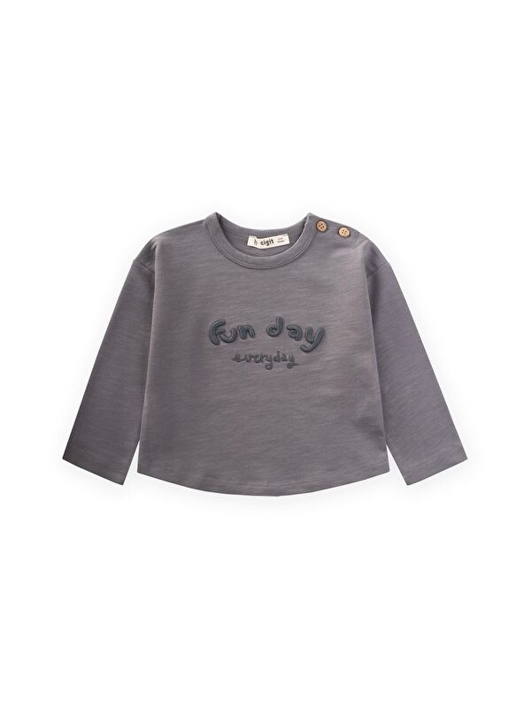 CİGİT Nakışlı Sweatshirt 1-5 Yaş Gri