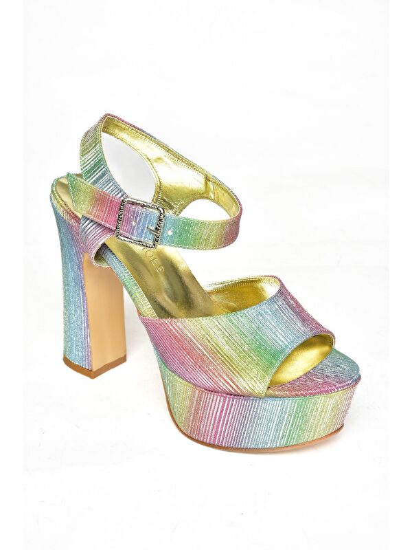S2460571 Renkli Kadın Topuklu Ayakkabı - Görsel 3