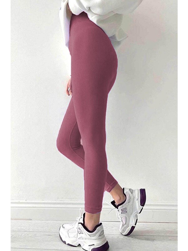 Madmext Pembe Yüksek Bel Kadın Fitilli Tayt Mg1625