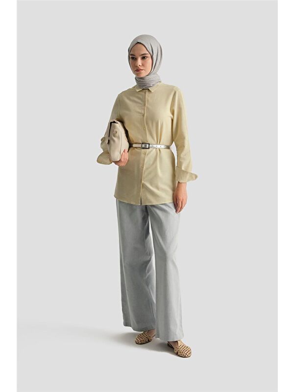 ARMİNE Denim Görünümlü Palazzo Pantolon 25Y2805 Gri Mavi
