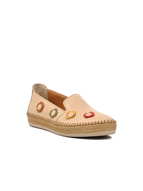 Bej Hakiki Deri Anatomik Kadın Ayakkabı 394164 - Görsel 4