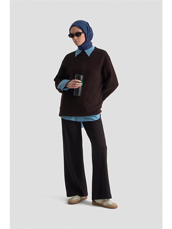 ARMİNE Beli Lastikli Palazzo Pantolon 25Kd4039 Siyah