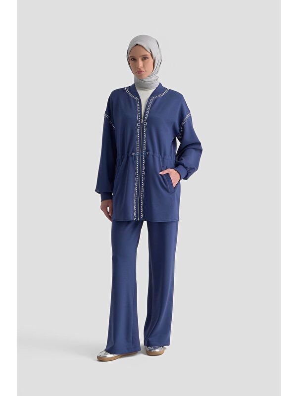 ARMİNE Beli Lastikli Palazzo Pantolon 25Kd4039 Lacivert