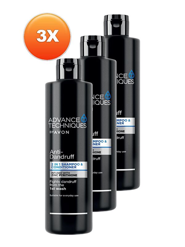 AVON Advance Techniques Kepek Karşıtı 2'si 1 Arada Şampuan ve Saç Kremi 400 Ml. Üçlü Set