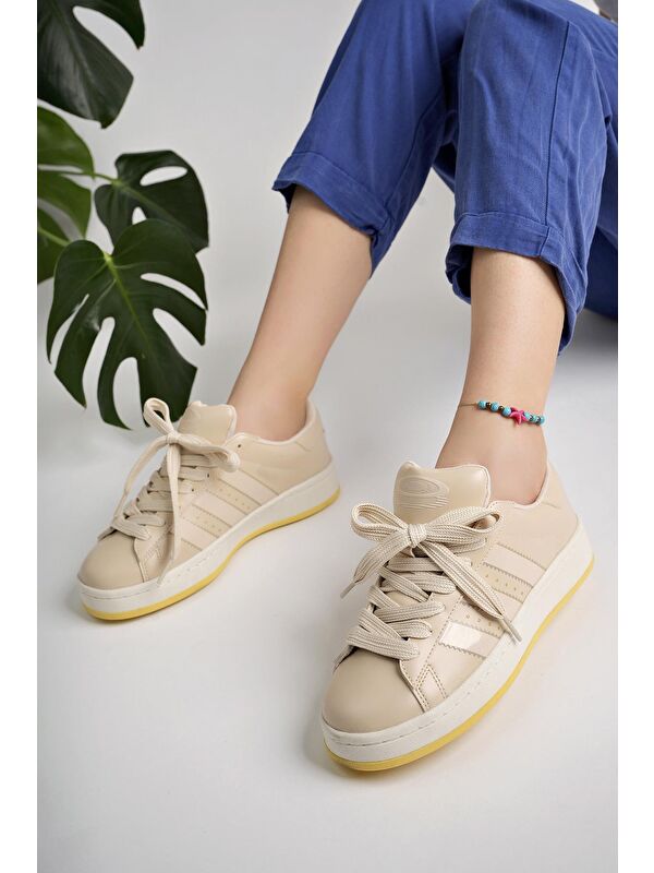 Kadın Ortopedik Günlük Bağcıklı Yürüyüş Koşu Sneaker Spor Ayakkabı - Görsel 7