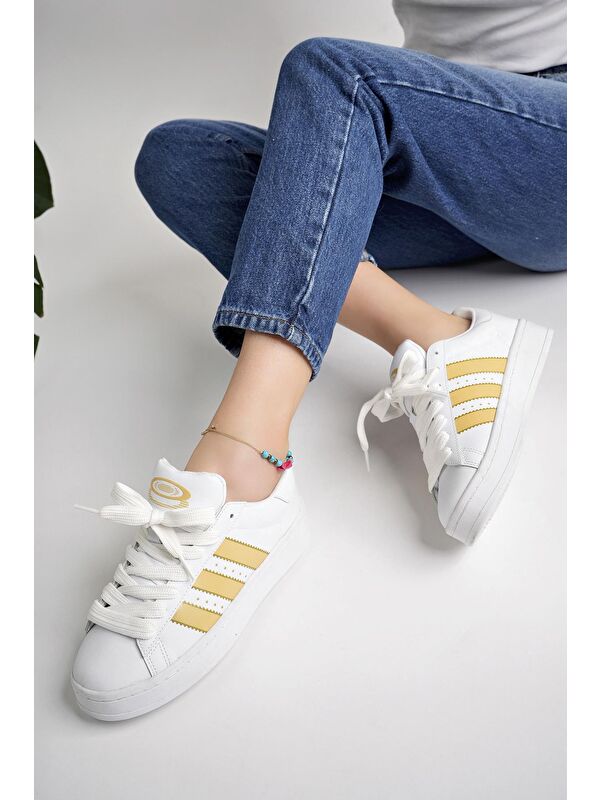 Kadın Ortopedik Günlük Bağcıklı Yürüyüş Koşu Sneaker Spor Ayakkabı - Görsel 3