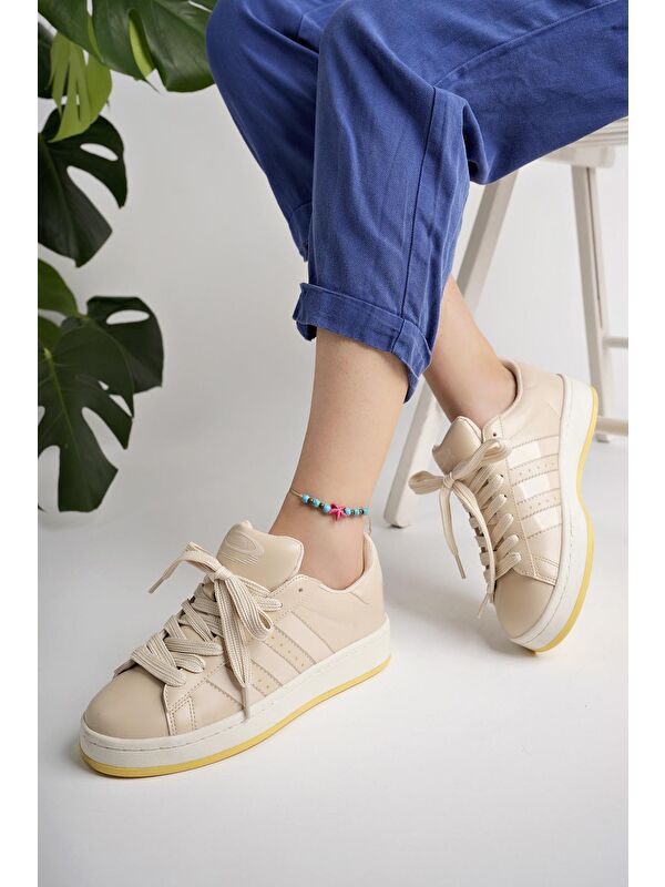 Kadın Ortopedik Günlük Bağcıklı Yürüyüş Koşu Sneaker Spor Ayakkabı - Görsel 9