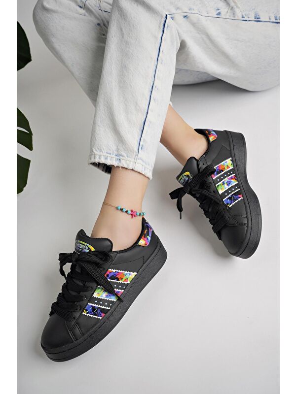 FLOWER Kadın Ortopedik Günlük Bağcıklı Yürüyüş Koşu Sneaker Spor Ayakkabı - Görsel 3