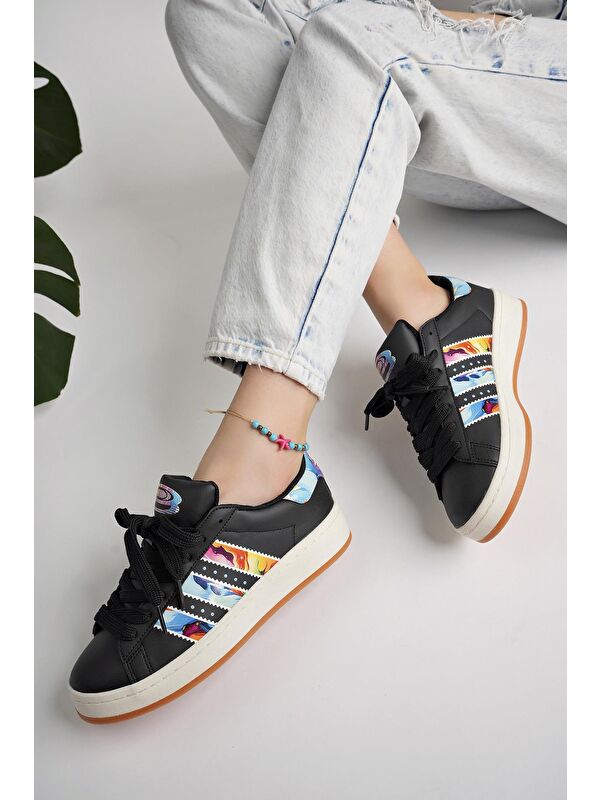 FLOWER Kadın Ortopedik Günlük Bağcıklı Yürüyüş Koşu Sneaker Spor Ayakkabı - Görsel 7