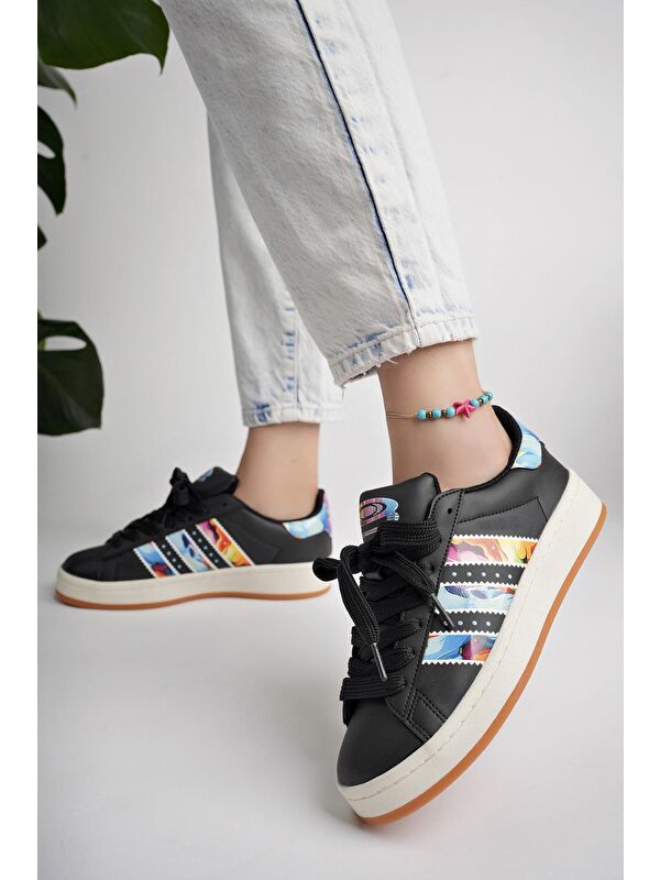 FLOWER Kadın Ortopedik Günlük Bağcıklı Yürüyüş Koşu Sneaker Spor Ayakkabı - Görsel 9