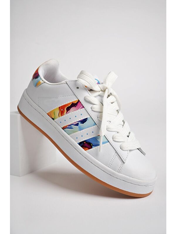 FLOWER Kadın Ortopedik Günlük Bağcıklı Yürüyüş Koşu Sneaker Spor Ayakkabı - Görsel 3