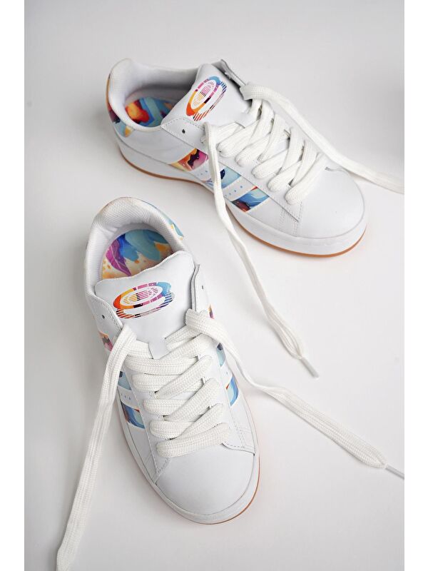 FLOWER Kadın Ortopedik Günlük Bağcıklı Yürüyüş Koşu Sneaker Spor Ayakkabı - Görsel 5