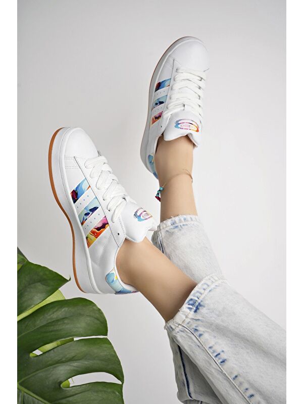 FLOWER Kadın Ortopedik Günlük Bağcıklı Yürüyüş Koşu Sneaker Spor Ayakkabı - Görsel 6