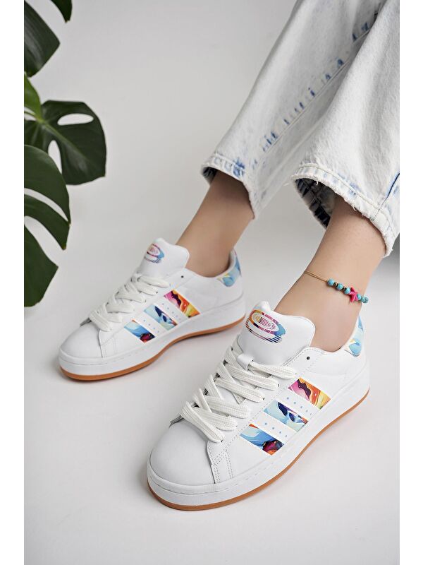 FLOWER Kadın Ortopedik Günlük Bağcıklı Yürüyüş Koşu Sneaker Spor Ayakkabı - Görsel 7