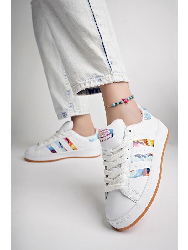 FLOWER Kadın Ortopedik Günlük Bağcıklı Yürüyüş Koşu Sneaker Spor Ayakkabı - Görsel 8